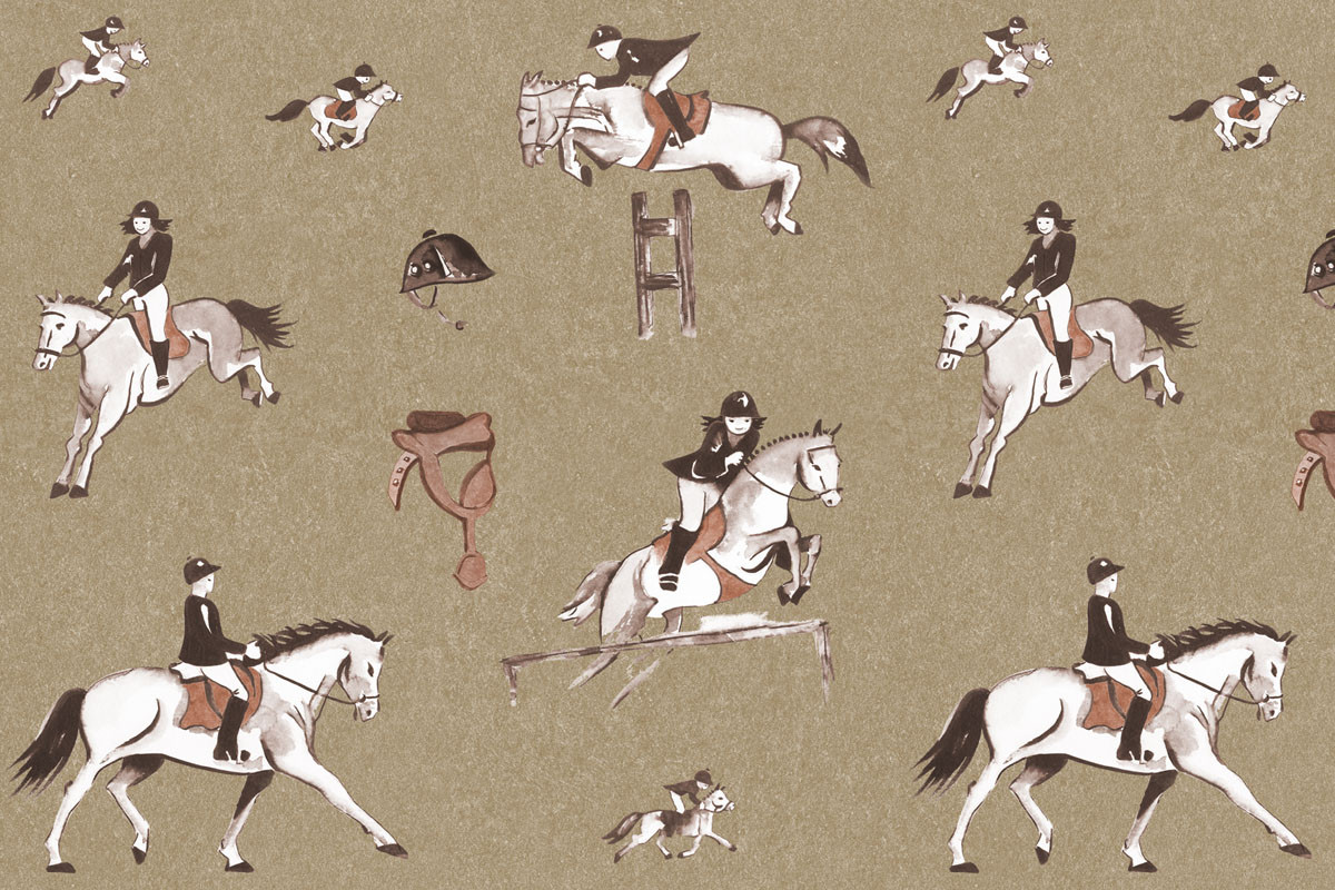 Papel de Parede Hípico - Marrom