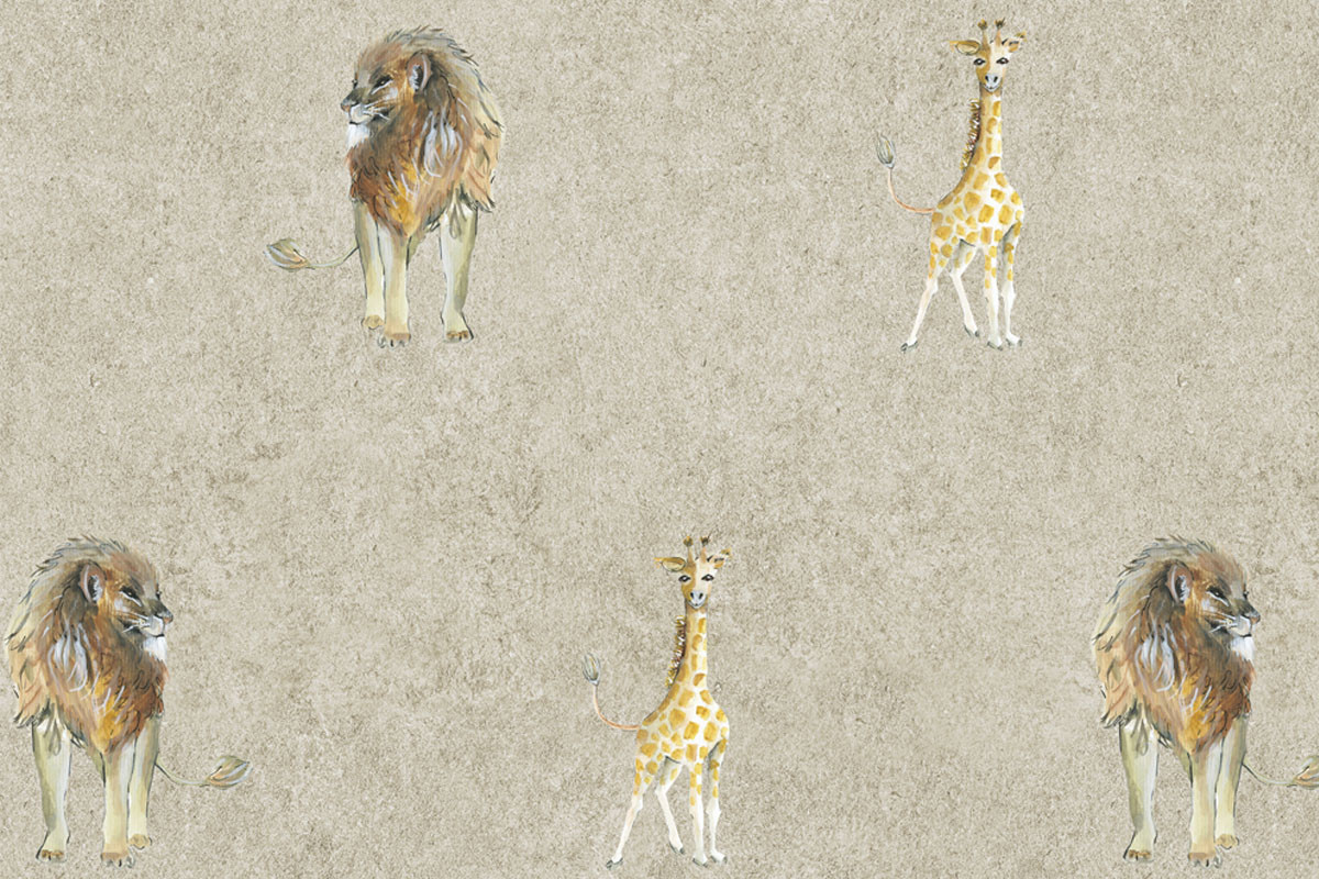 Papel de Parede Leão e Girafa