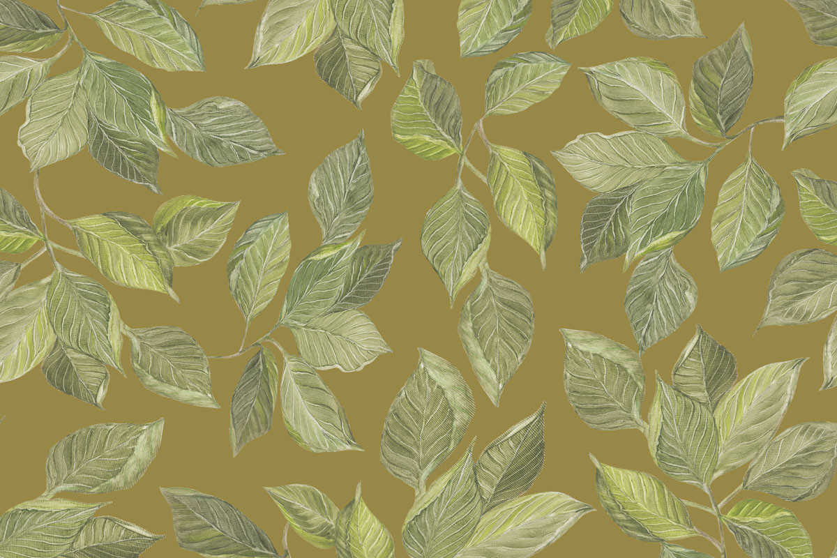 Papel de Parede Folhas de CACAU Ocre