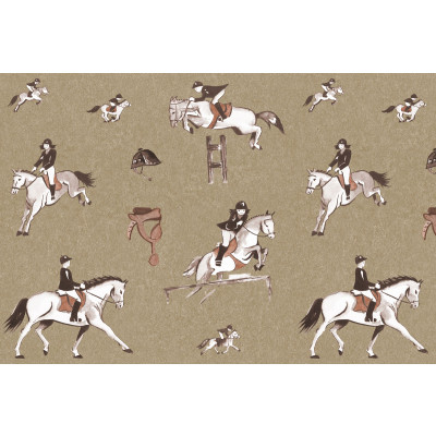 Papel de Parede Hípico - Marrom