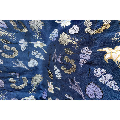 Linho Bordado BOTÂNICO Azul Marinho